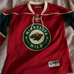 Reebok MN Wild Red and Cream Hockey Jersey